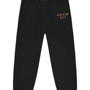 Fear of God Black Joggers with Gold Logo